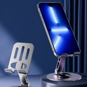 Resim Ayarlanabilir Metal Masaüstü Telefon Standı, 360 Derece Dönebilen Ofis ve Ev Masa Tutucu, Çeşitli Cihazlarla Uyumlu, Parlatılmış Bitiş, Mobil Cihaz Desteği, Masaüstü Depolama, Raflar 