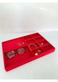 Resim Yerli Üretim Sidney Model Keten Kumaş Kırmızı 34/24cm Çekmece İci Kırmızı 