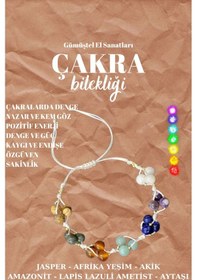Resim Gümüştel El Sanatları Sertifikalı Çakra Bilekliği Makrome Kapama %100 El Işçiliği Sürpriz Hediyeli Çok Renkli 