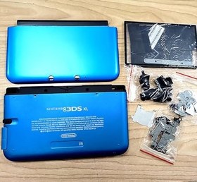 Resim Mavi Renk 3DSXL Ekstra Muhafaza Kılıfı Kabukları Muhafaza Komple Set Değiştirme, Eski 3DS XL/LL 3DSLL Konsolu için, Dış Kapak Plakaları + Düğmeler, Vidalar, Stylus, Pedler, Ekran Koruyucu, Çıkartmalar 