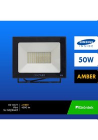 Resim 50 Watt Amber Rengi Işık Samsung Çipli Ip66 Led Projektör 50W Amber 