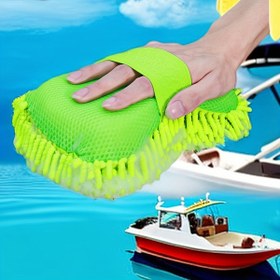 Resim Ultra Emici Chenille Mikrofiber Araba Yıkama Eldiveni - Çiziksiz Detaylandırma Süngeri, Hızlı Kuruyan Vafli Havlu, Yeşil, 22.99cm X 12.98cmX2.75 
