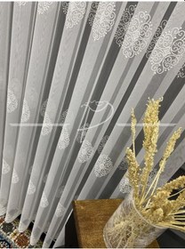 Resim Tül Perde Taç Marka Serpme Damask Motifli Tül Perde-A26129 Çok Renkli 