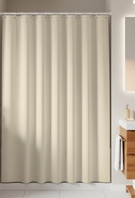 Resim Jackline Polyester Kumaş Gri Renk Banyo Perdesi Yerli Üretim Duş Perdesi Askı Aparatı Plastik C-halka Hediye 