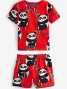 Resim Next Baby Çocuk %100 Pamuk Panda Baskılı Kırmızı Pijama Takımı 