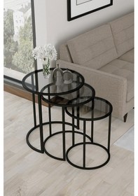 Resim Ecol Desings Cooper Zigon Sehpa Temperli Füme Cam Gri 