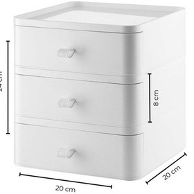 Resim 3 Çekmeceli Takı Ve Makyaj Kutusu 20 X 20 X 24 Cm Çok Renkli 