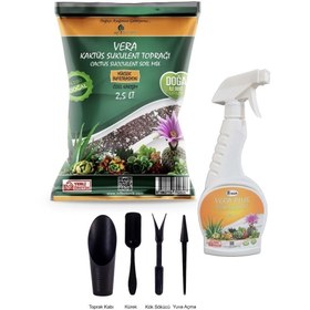 Resim MF Botanik Kaktüs Sukulent 3 Lü Dikim Seti - Dikim Seti (4 Parça) - Toprak (2,5 Lt) - Besin (500 Ml) 