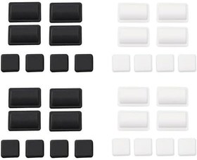 Resim ECSiNG 4 set kauçuk ayak yedek düğme vida kapağı, 6 x 6 mm / 11 x 7 mm Wii konsolları ile uyumlu, kauçuk vida kapağı seti, beyaz ve siyah, her biri 2 set 
