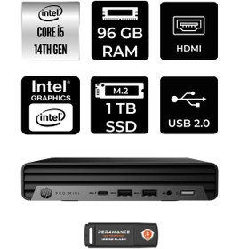 Resim HP Pro Mini 400 G9 i5 14500T 96GB 1TB SSD W11H Mini Masaüstü Bilgisayar & PER4 USB Bellek 