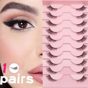 Resim 10 Çift Yarım Uzunluklu Kedi Gözü Kirpikleri Şeffaf Bantlarla - Yumuşak 3D Sahte Mink Sahte Kirpikler, Doğal Görünümlü C-Curl Başlangıçlar İçin, Günlük ve Özel Günler İçin Yeniden Kullanılabilir Makyaj, Sevimli Kirpikler, Günlük Kirpik Geliştirme, Bebek Stili Kirpikler, Yeniden Kullanılabilir Kirpikler 
