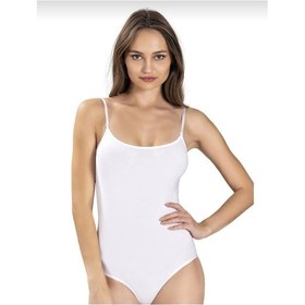 Resim Jiber 534 Kadın Ayarlanabilir İp Askılı Kancalı Likralı Body 6 Adet beyaz 