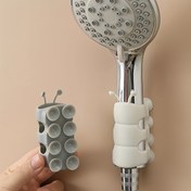 Resim 1 adet Tırtıl Duş Rafı, Tırtıl Duş Emme Kupası Asılı Püskürtme Başlığı Tabanı, Evrensel çivisiz Taşınabilir Sabit Koltuk, Banyo Aksesuarları 