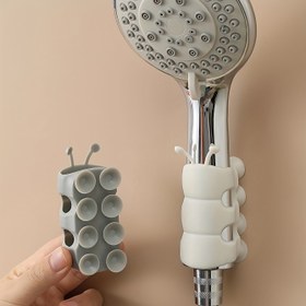 Resim 1 adet Tırtıl Duş Rafı, Tırtıl Duş Emme Kupası Asılı Püskürtme Başlığı Tabanı, Evrensel çivisiz Taşınabilir Sabit Koltuk, Banyo Aksesuarları 