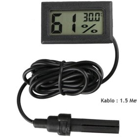 Resim Hubstein Mini Isı Ve Nem Ölçer - Termometre Higrometre Prob Kuluçka Siyah 