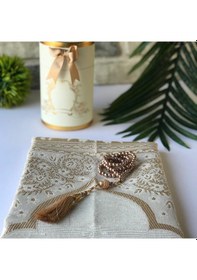 Resim Çeyiz Bohça Tafta Saçaklı Kutu Seccade Set Gold Altın 70 x 120 