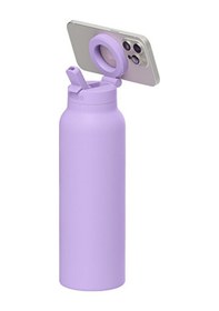 Resim Ringo Pro Manyetik Telefon Tutuculu Termal Paslanmaz Çelik Su Şişesi Pipetli Kapak 24 Oz / 710 Ml Lila 