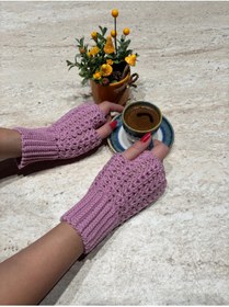 Resim örgü El Yapımı Parmaksız Eldiven/ Ajurlu Şık Tasarım/ Kışlık Kadın Eldiven 