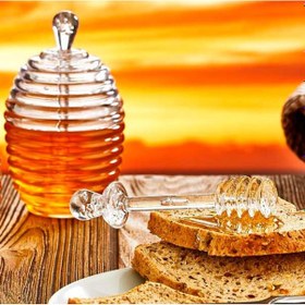 Resim Helezon Kaşıklı Bal Kavanozu 3 Parça Kovan Şekilli Bal Kavanoz 