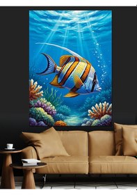 Resim Ahşap Tablo Resifler Arasında Zarif Deniz Kızı 