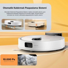 Resim Roborock Q8 Max Pro Akıllı Robot Süpürge 10000PA Emiş Gücü Halı Algılama Otomatik Mop Kaldırma Lidar Haritalama 220DK Beyaz 