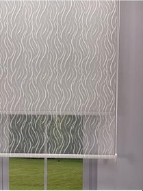 Resim donatti perde EVA Serisi - Su Yolu Desenli Çift Mekanizmalı Açık Gri Perde 140 x 200 