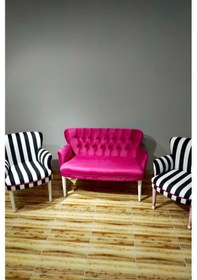 Resim Azra Mobilya Siyah Beyaz Çizgili Çay Seti Koltuk Takımı Salon Balkon Kafe Ofis Kollu Oturma Grubu Siyah - Beyaz 