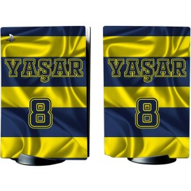 Resim Kt Grup Sarı-Lacivert Forma Kişiselleştirilebilir Playstation 5 Standart Kasa Dijital Versiyon Full Sticker Kaplama Seti 