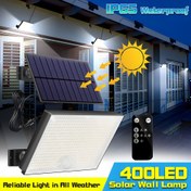 Resim Bahçe Güneş Işıkları, IP65, 400LED Güneş Duvar Işıkları, Yükseltilmiş Yüksek Hassasiyetli PIR Hareket Dedektörü ile, Şafakdan Batına Açık Hava, Süper Parlak, Otomatik NO/OFF, Ev, Ön Kapı, Veranda, Bahçe, Duvar, Garaj, Patio için Güvenlik Aydınlatması 