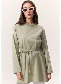 Resim Manuka Bağlama Detaylı Oversıze Tshırt Çağla Yeşili Çağla Yeşili 