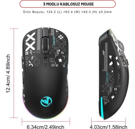 Resim HXSJ T90 Kablosuz 3 Modlu MOUSE-650 Mah BATARYA-4800 Fps-Özel Baskılı Tasarım-Rgb 