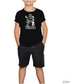 Resim Nirvana Group Siyah Çocuk Tişört Beyaz 