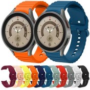Resim Samsung Galaxy Uyumlu Watch 5/5 Pro Dalga Noktalı Saf Renk Toka Silikon Saat Bandı Koyu Mavi 