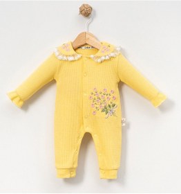 Resim Bellamio Kids Dantel Yakalı Kız Bebek Sarı Tulum Sarı 