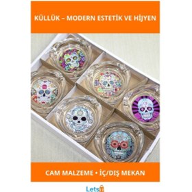 Resim Modern Estetik Renkli Baskılı Dayanıklı Cam Küllük 