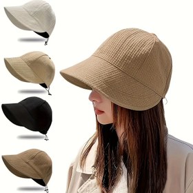 Resim 1 adet Kadın Polyester Beyzbol Şapkası, Tüm Mevsimler, Makinede Yıkanabilir, Düz Renk & Waffle Dokulu Seçenekler, Plaj, Seyahat & Açık Hava Aktiviteleri için Mükemmel, Açık Hava Aktivitesi Şapkası | İpli Kapatma | İnşaat, Plaj Aksesuarları 