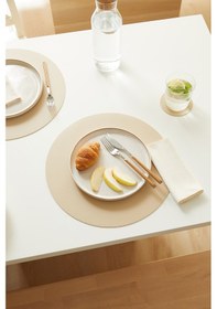 Resim Home Wave 4'lü Bej/taş Renk Suni Deri Amerikan Servis Set Ø 36 Cm Bej 