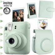 Resim Fujifilm Instax Mini 12 Fotoğraf Makinesi + 10'lu Film + Çerçeve + Kare Albüm + Deri Kılıf Seti Yeşil 