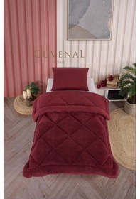 Resim Elite Wellsoft Tek Kişilik Çift Taraflı Yastık Kılıflı Lüx Yorgan Seti Yorgan Uyku Seti Çeyiz Bordo 