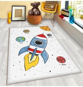 Resim Gezegenli Eğitici Çocuk Halısı Çok Renkli 
