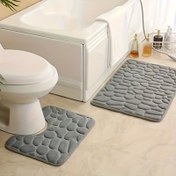 Resim 2 Adet Mercan Polar Banyo Halısı Seti - Yumuşak Tüylü Çakıl Tasarımı, Çabuk Kuruyan Kaymaz Paspaslar, Şık U Şeklinde Banyo Halıları - Ev ve Oda Dekorasyonu için Komple Banyo Aksesuar Seti, Dayanıklı ve Kullanımı Kolay 