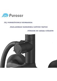 Resim Puroser Robot Duş Tepe Yağmur 3 Fonksiyonlu Batarya Dahil Siyah Duş Seti Siyah 