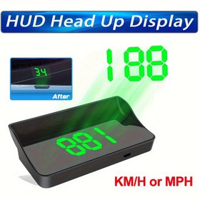 Resim Araba HUD Baş Üstü Ekranı Araç Hızı Çok Fonksiyonlu Dijital GPS Spidometre LCD Projeksiyon Gösterge Kümesi MPH veya KM / H Tak ve Çalıştır 