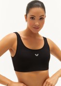 Resim bilcee Kadın Siyah Organik Pamuklu Destekli Spor Ve Günlük Crop Top Bra Sporcu Sütyeni 0148 