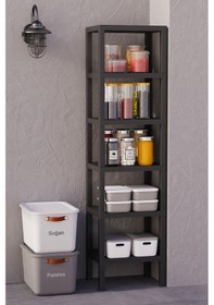 Resim 6 Katlı Banyo Düzenyelici Raf Mutfak Banyo Salon Çocuk Odası Düzenleyici Raf - Siyah Siyah 