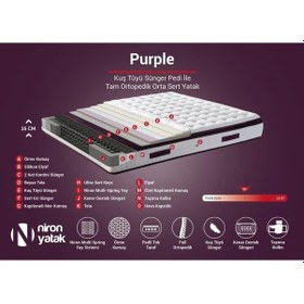Resim Nironyatak Niron Purple Yatak Seti 100X200 Cm Tek Kişilik Yatak Baza Başlık 