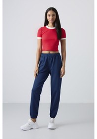 Resim Tommy Life İndigo Cepli Yüksek Bel Rahat Form Lastik Paça Kadın Eşofman Alt - 94583 İndigo 