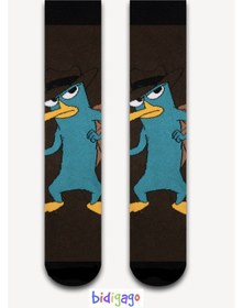 Resim Bidigago Ornitorenk Perry Desenli Unisex Çorap Renkli 
