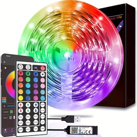 Resim LCUTML Kablosuz Uygulama Kontrollü USB LED Işık Şeridi - Ev için Çok Renkli Atmosfer Aydınlatması, Mutfak, Oturma Odası, Yurt ve Parti Dekoru, TV Arka Işıkları, Sevgililer Günü ve Deniz Temalı, Oturma Odası için Işıklar 