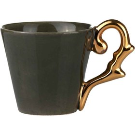 Resim Double Espresso Cup Handle Gold-Khaki 